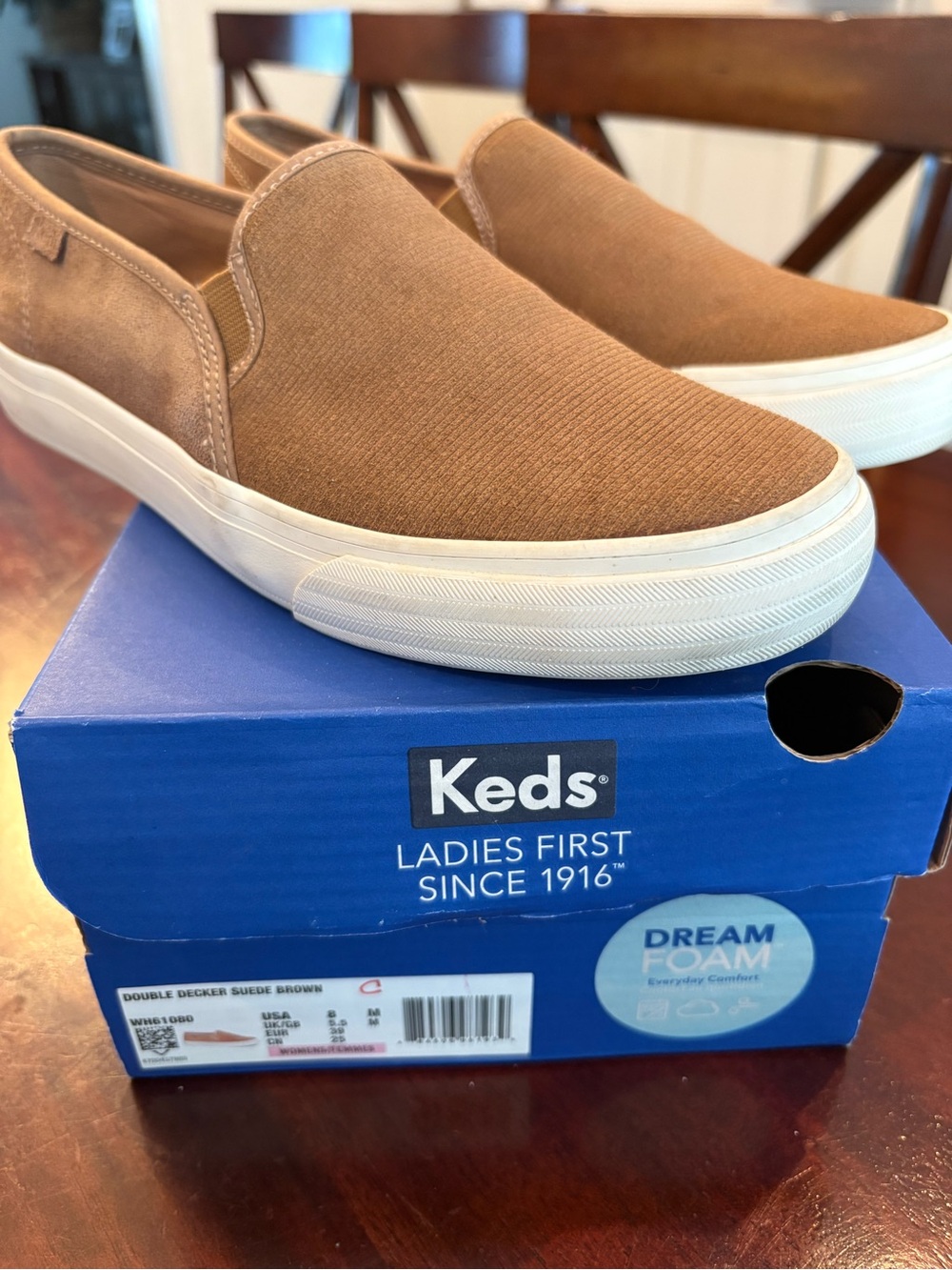Keds Double Decker Suede Sneakers in Brown and White